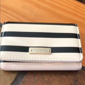 NWOT-Kate Spade black/white striped coin purse